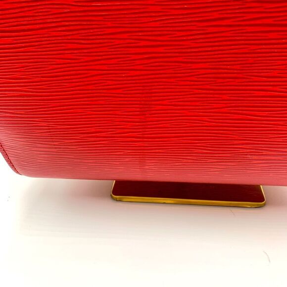 Auth Louis Vuitton Vtg Castilian Red Epi Leather Pont Neuf PM Handbag Tote Purse - Picture 7 of 16
